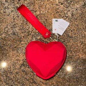 LULULEMON RED GOLD HEART WRISTLET BOX POUCH KEYCHAIN BRAND NEW READY TO SHIP